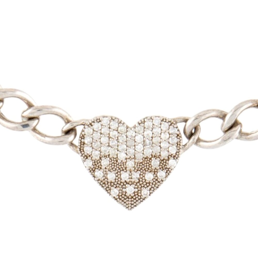 SHERYL LOWE DIAMOND 0.33 CTW STERLING SILVER PAVÉ HEART COLLAR NECKLACE